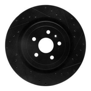 Cadillac CTS Brake Rotor (1) - Rear Right - R1 Concepts - Drilled & Slotted - Black - `09-`24